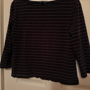 Lauren Ralph Lauren Navy and White Striped Blouse